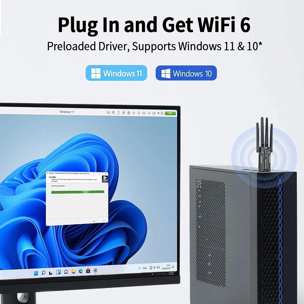 WiFi 6 USB 3 0 Adapter 1800 Mb - Gigabit Network Card 评论和价格
